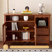 Walnut Sideboard Rattan Arched Doors Ideal Storage Solution for Dining Room and Kitchen